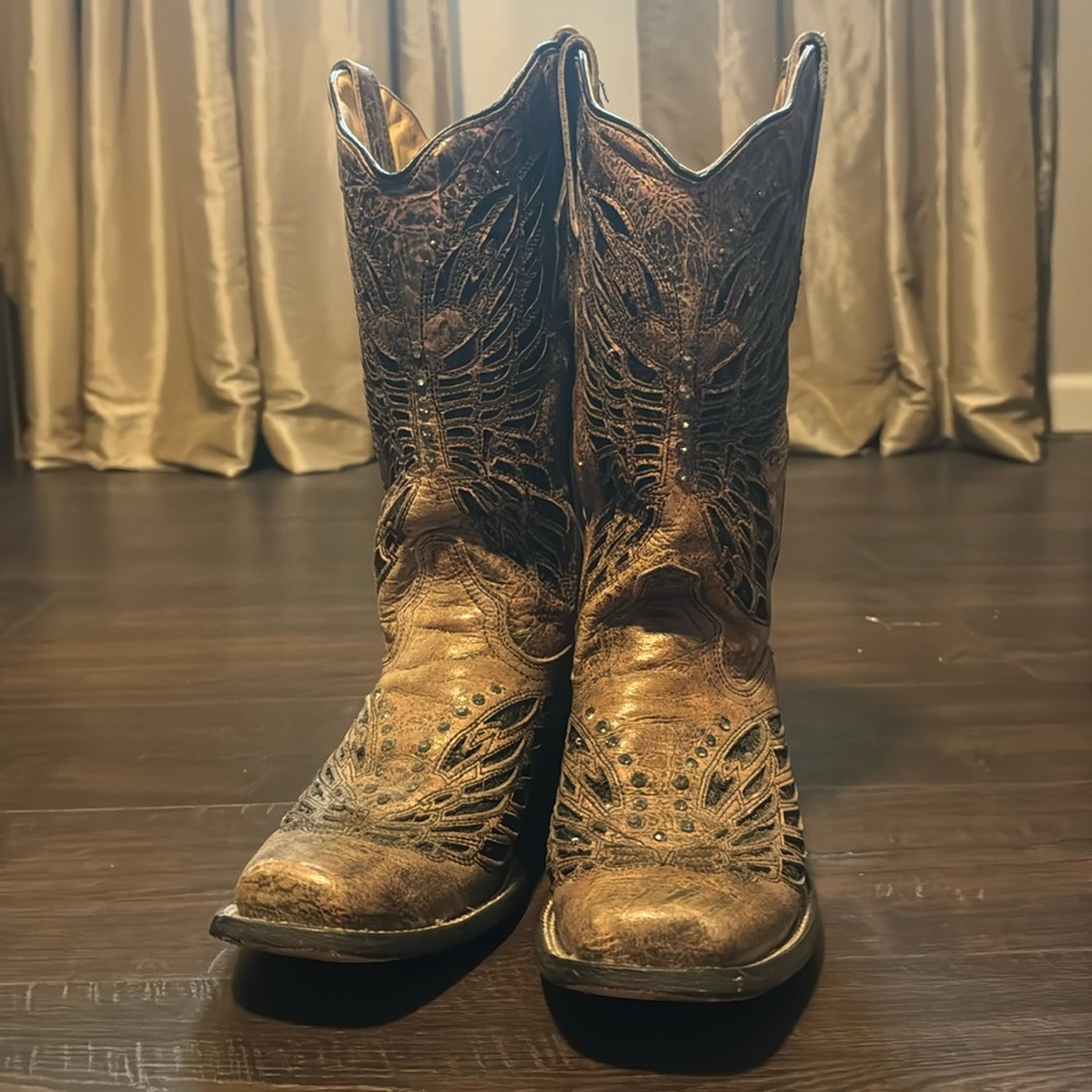 Corral Ladies bronze & black sequins & crystals butterfly boots R1226